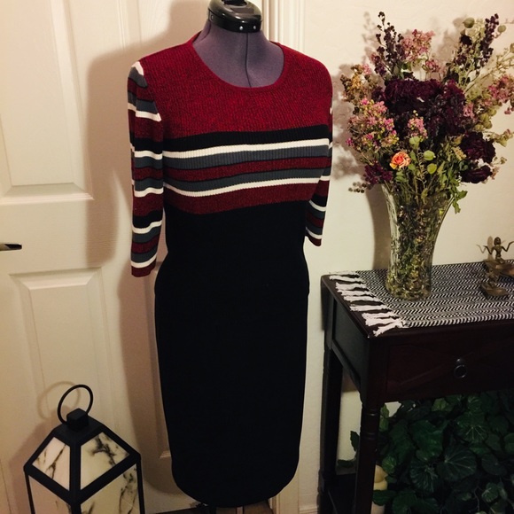 💗Dark red knit top with mid/sleeves SZ-P LG - Picture 7 of 16